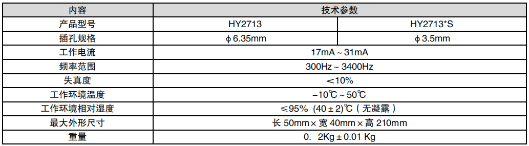 利達HY2713、HY2713*S多線消防電話手柄參數(shù)